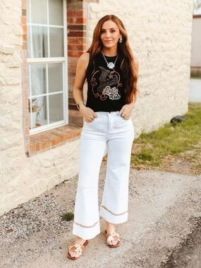 High-Rise White Wide Leg Jeans -